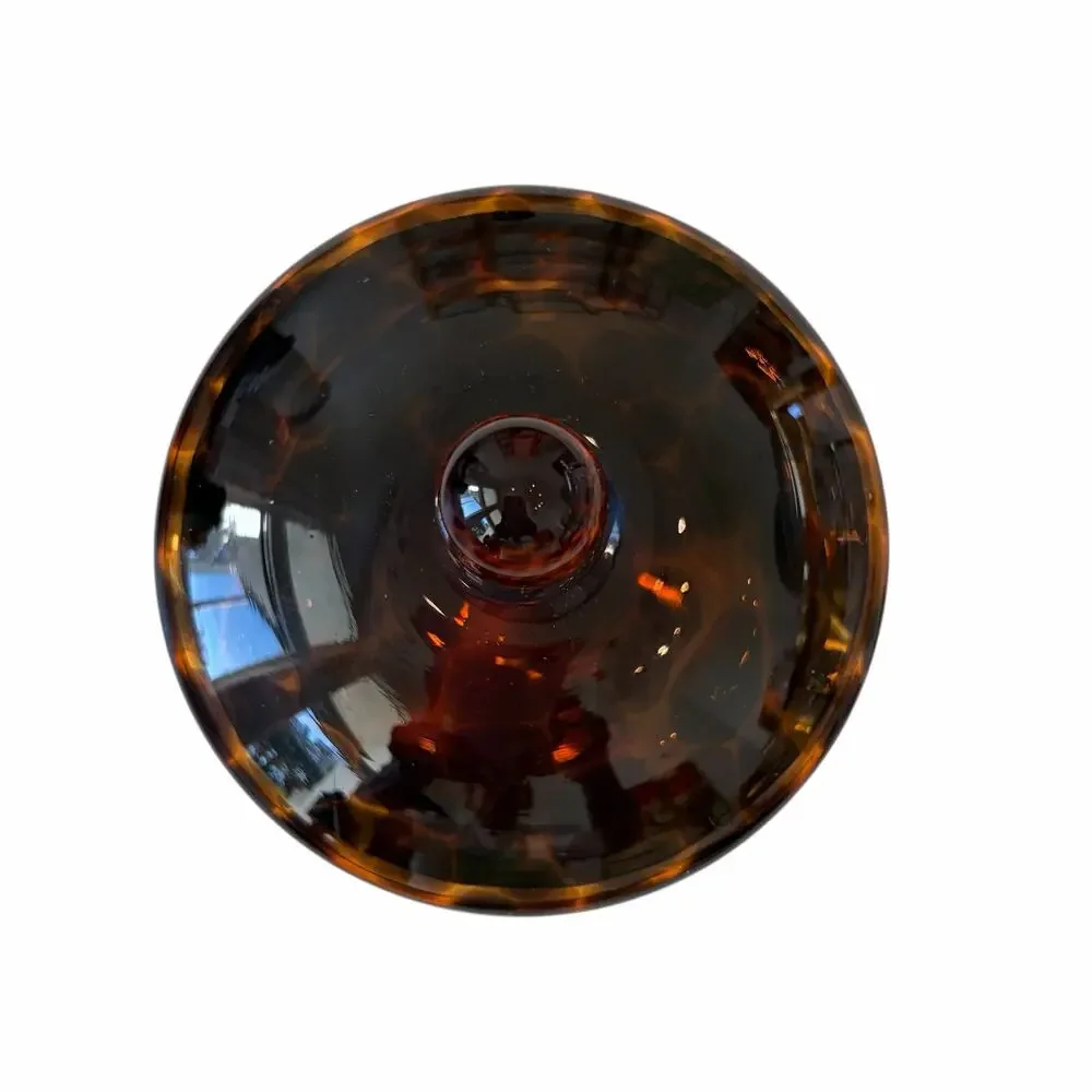 Jonathan Adler Brown Tortoise Shell Glass Canister Jar w/ Lid 7in Chic Decor NEW